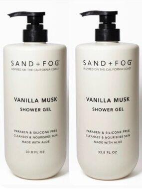 Set of 2! Sand + Fog Vanilla Musk Body Wash Shower Gel - 33.8 oz Each - NEW